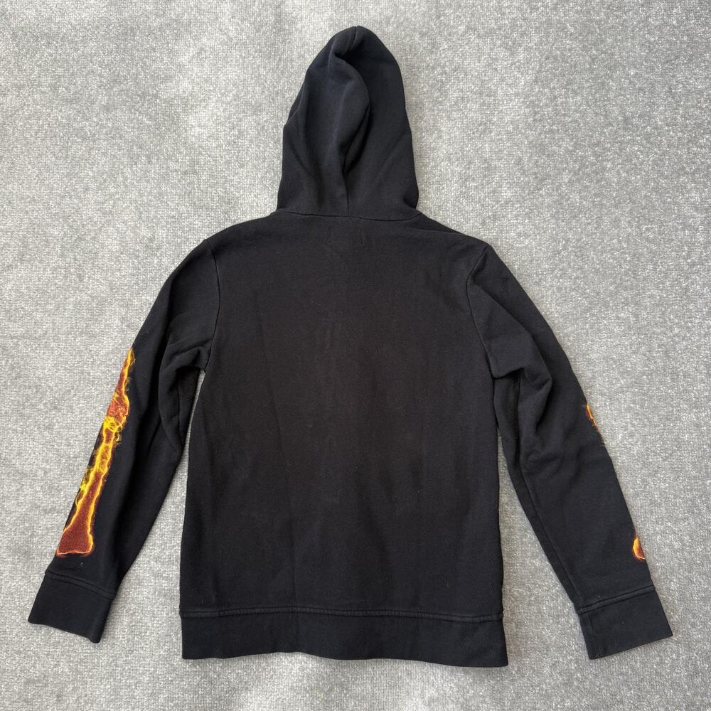 Hawk Hoodie Youth Medium Black Skeleton Flames Full Zip Glow Skull Face Costume - Picture 7 of 7